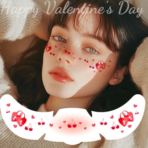 Valentine's Day Temporary Tattoos - 5 Sheets Red Heart Freckles