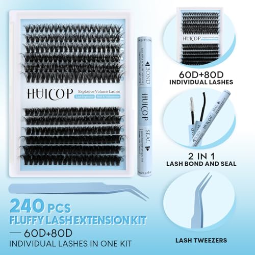 5D Fluffy Cluster Lashes Extensions Kit – 240pcs, Bond & Seal