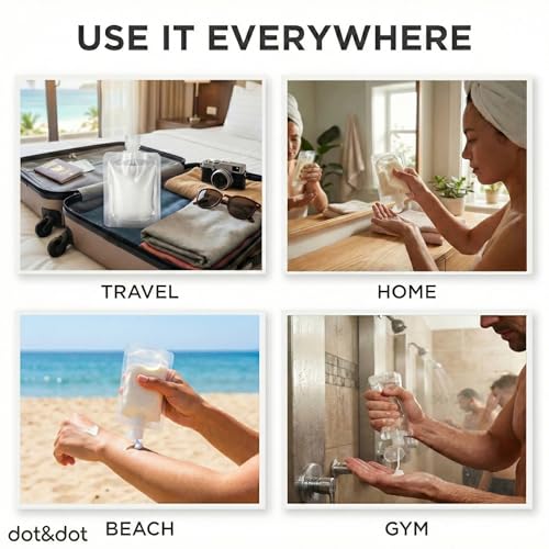 Dot&Dot 10-Pack TSA Approved Reusable Travel Liquid Pouches with Labels & Clear Bag