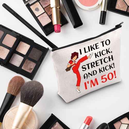 G2TUP TV Show Inspired Gift I Like To Kick I'm 50 Makeup Bag Fun Skit Lover Cosmetic Bag TV Show Characters Fans Gift (I Like To Kick I'm 50 MB)
