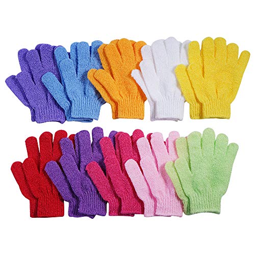 10 Pairs Exfoliating Shower Gloves, 100% Nylon Double-Sided
