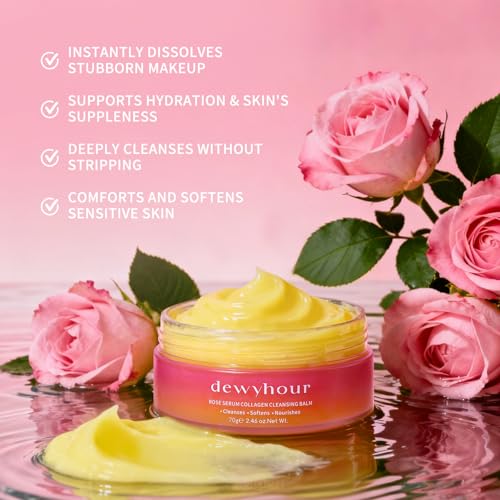 dewyhour Rose Makeup Remover Balm – Waterproof Makeup Melts Clean