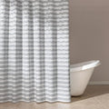 Amazon Basics Grey Striped Geometric Jacquard Fabric Shower Curtain 72" W x 74" L, Water-Repellent & Washable