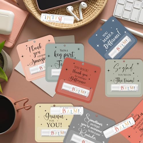 30 Pcs Thank You Gifts Lip Balm Bulk Teacher Staff Team Employee Appreciation Gifts You're the Balm Inspirational Lip Care with Cards for Team Coworker Teacher Volunteer Nurse Adult