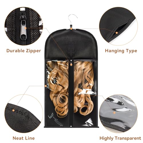 Wig Storage Bag with Hanger - Large Transparent Dust-Proof