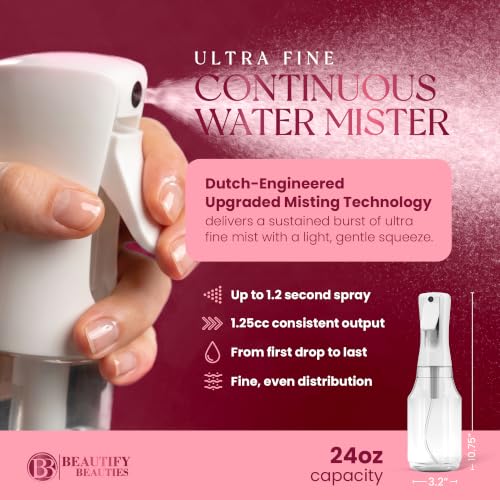 BeautifyBeauties 24 oz Continuous Spray Bottle for Hair & Plants - Clear
