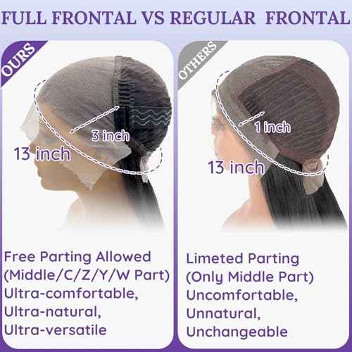 13x6 Lace Front Human Hair Wig, 100% Human Hair 180 Density, HD Lace Frontal Wig, Pre-Plucked Glueless Wigs, 30inch