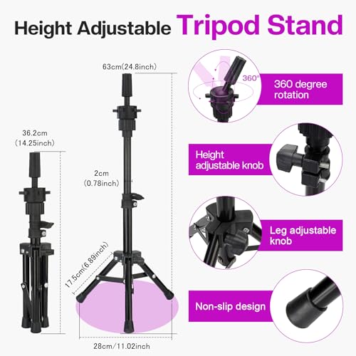Canvas Wig Head Mannequin with Tripod Stand | Adjustable