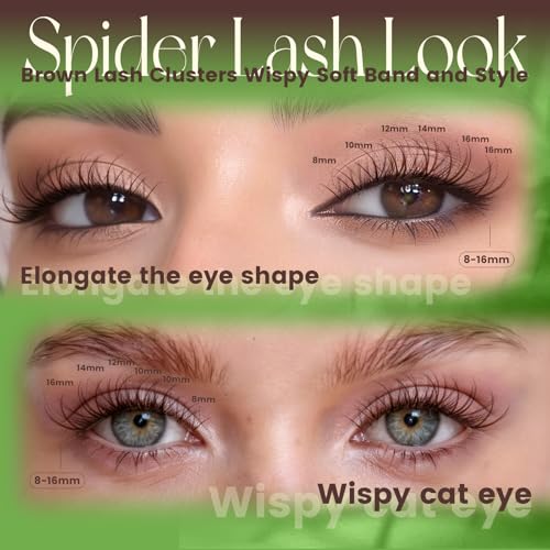 KEYYOU Dark Brown Lash Clusters Kit Nova D Curl Waterproof Fake Eyelashes
