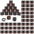 50 Pack 1 oz Amber Glass Jars with Black Lids