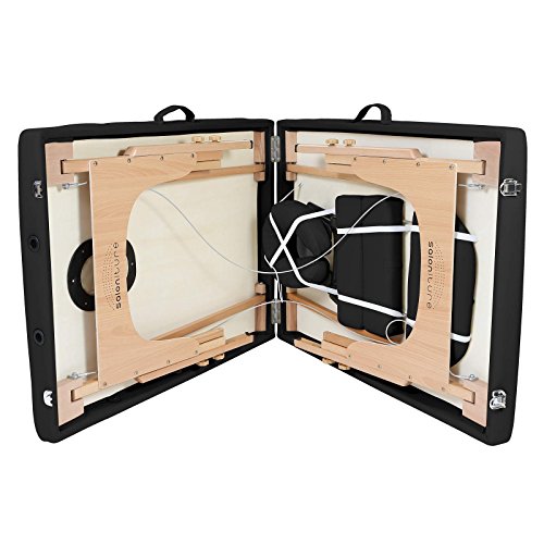 Saloniture Portable Massage Table with Backrest - Black, Deluxe Comfort & Sturdy Support