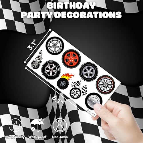 100 PCS Racing Checkered Flag Temporary Tattoos - Party Favors