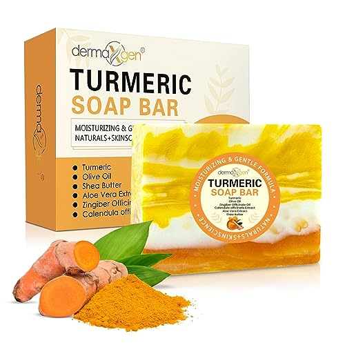 Organic Turmeric Soap Bar for Face & Body ? Pure Turmeric Soap Bar for Acne, Scars, Uneven Tone, Blemish Control, Sun Damage & Age Spots ? Handcrafted Skincare ? 7 OZ