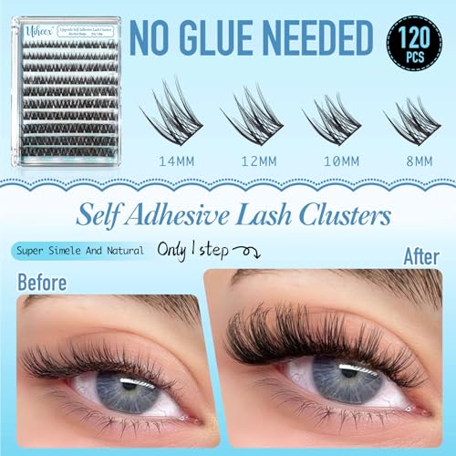 Self-Adhesive Lash Clusters - 120pcs Wispy C Curl Eyelashes