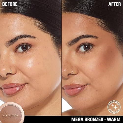 Revolution, Mega Bronzer Powder, Matte Finish, Buildable for All-Over Glow, Suitable for Light to Deep Skin Tones, Vegan & Cruelty-Free, Warm, 0.52 oz
