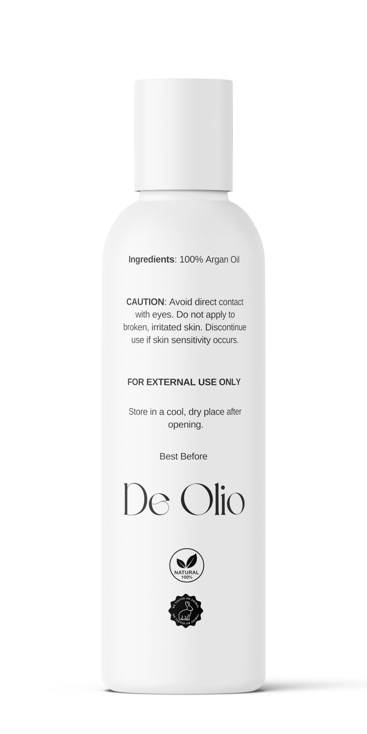 De Olio | Argan Oil of Morocco | 100% Pure & Natural Cold Pressed Argan Oil for Hair, Skin, Face | Refined Moroccan Hair Oil for Moisturizing & Straightening | 4fl. oz. (118 mL)