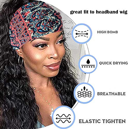 VFlowee Boho Headbands for Women Hair Bands Wide Turban Headband Stretchy Head Wraps Bohemian Head bands with Buttons for Mask (3 pack)