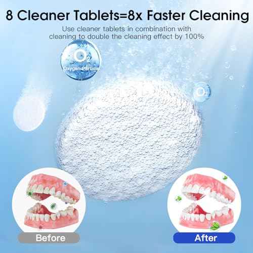 HAUSBELL Dental Pod: Ultrasonic Retainer Cleaner, Denture Cleaner Machine with 8 Cleaner Tablets, Aligner Cleaner, Nightguard Cleaner, Mouthguard Cleaner, Ultrasonic Cleaner with Noise-Reduction Lid