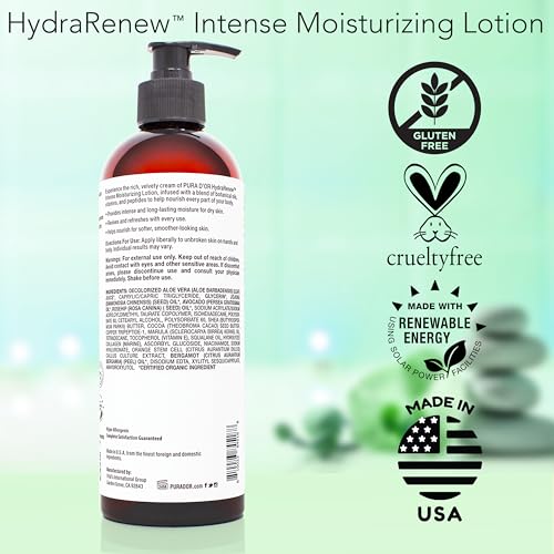PURA D'OR HydraRenew Intense Moisturizing Lotion for Ultra Dry Skin ? Hand & Body Cream with Cocoa & Shea Butters, Hyaluronic Acid, GHK-Cu Copper Tripeptide-1, Marine Collagen, Plant Stem Cells, 16 oz