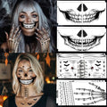 Halloween Skeleton Face Temporary Tattoo Stickers, 8-Pack