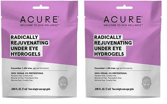 Acure Radically Rejuvenating Under Eye Hydrogel Mask, Provides Anti-Aging Support, & Silk Tree, Purple, Cucumber, 0.236 Fl Oz (Pack of 2)