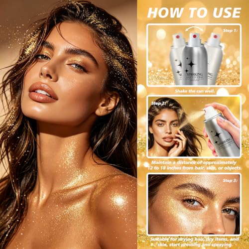 Hair and Body Glitter Spray - 100ml Gold, Quick-Drying