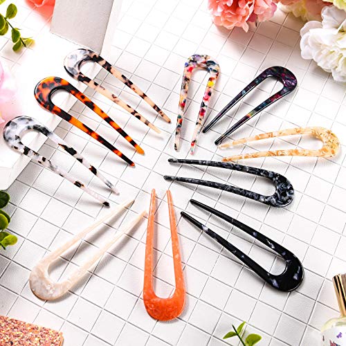WILLBOND French Hair Pins 10 Pcs - 4 Inch U Shaped Tortoise Shell