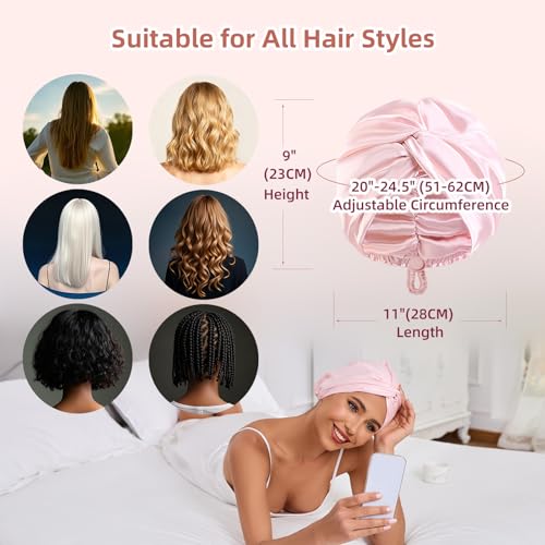 Adjustable Silk Satin Hair Bonnet for Sleeping - Double Layer
