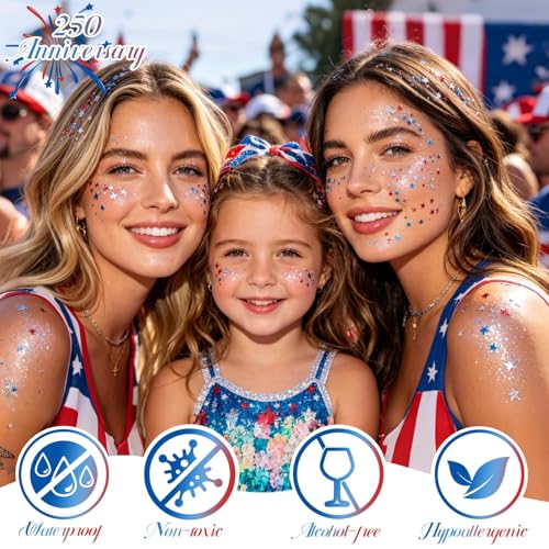 Red White Blue Glitter Stick for 4th of July