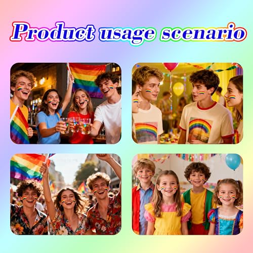 Rainbow Pride Face Paint Stick, 4-Pack - Easy One-Swipe Application
