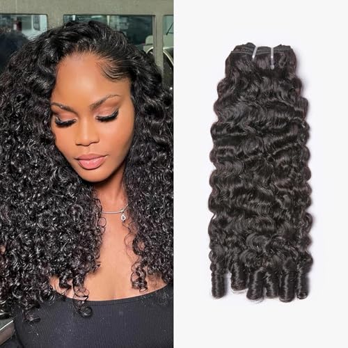 WEQUEEN 14 Inch Burmese Curly Human Hair Bundles - Natural Black