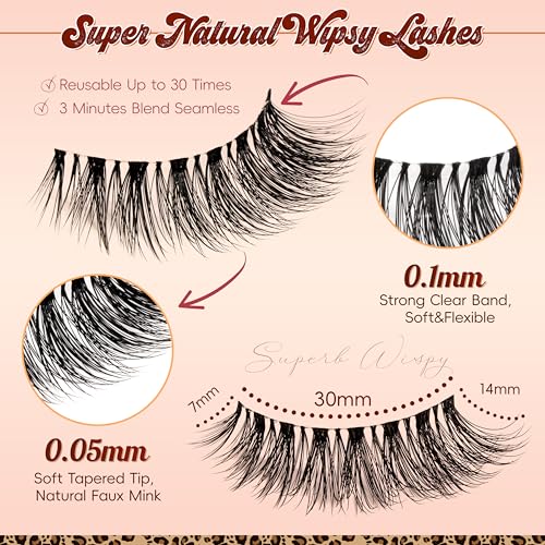 VYRILA Wispy False Eyelashes 14mm with Clear Band - 5 Pack