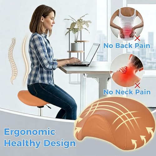 BEWISHOME Ergonomic Saddle Stool with Wheels BMD01Z