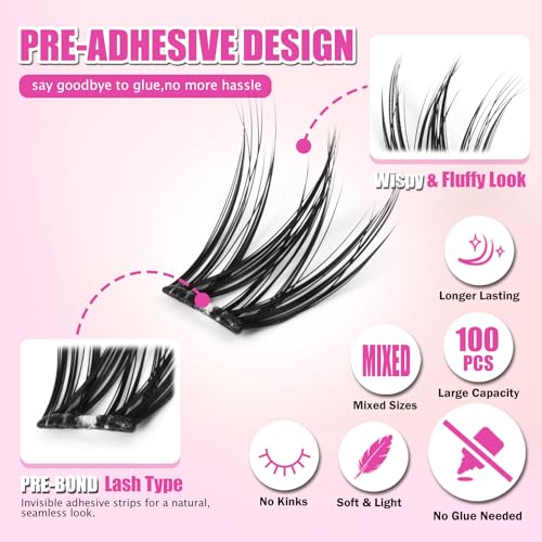 Self-Adhesive Lash Clusters Kit - 8-16mm Pre-Glued Wispy