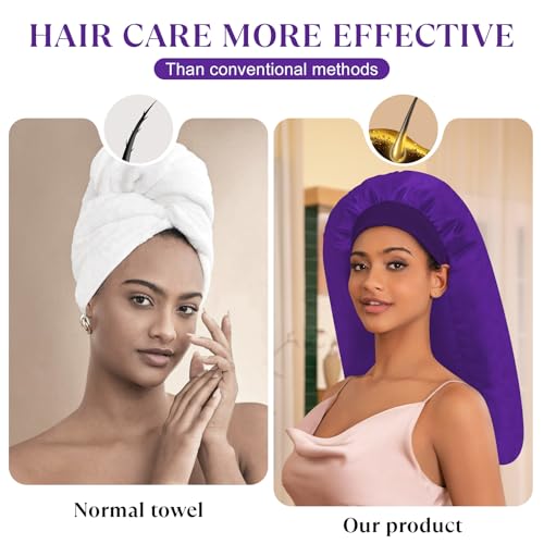 Amzpic Purple Heat Cap for Deep Conditioning Hair Steamer with 10-Level Temperature