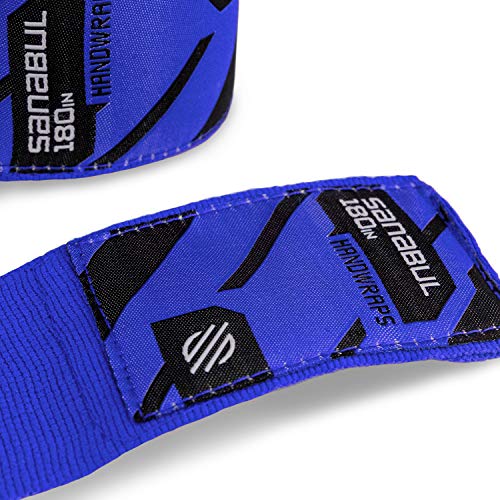 Sanabul Elastic 180 inch Boxing Handwraps | Boxing Gloves Muay Thai MMA Boxing Hand Wraps | Blue, 180"