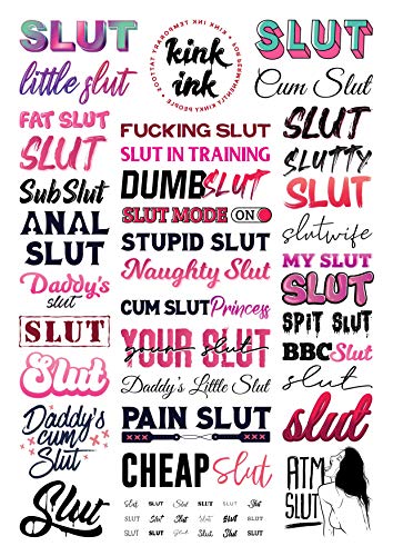 34 Temporary Tattoo Sheet - Kinky A4 Design by Kink Ink