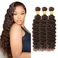 WuvuSnm Brown Deep Wave Human Hair Bundles 24-28 Inch #4 Wet & Wavy