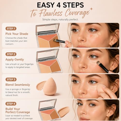 3-Color Concealer Palette with Caffeine & Almond Oil