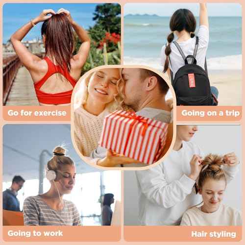 Hair Ties 20 PCS, No Damage Cotton Nylon Hair Bands for Thick, Seamless Elastic Ponytail Holders for Women & Girls, Curly or Straight Hair, Durable Stretchy Hair Accessories