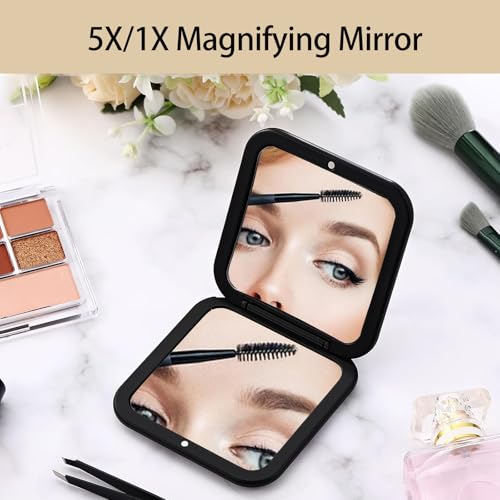 Compact 5X Magnifying Makeup Mirror for Purse - Portable & Slim
