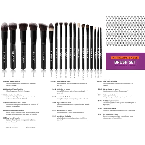 SHANY Makeup Brushes Artisan Easel Elite Cosmetics Make up Brush Set, Complete Kabuki Makeup Brush Set with Standing Convertible Makeup Brush Holder Storage - 18 pcs