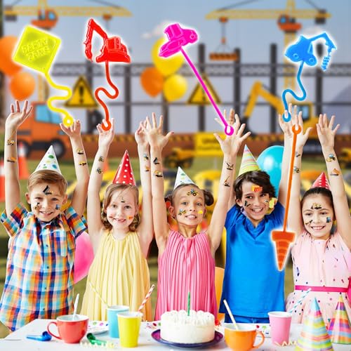 48 PC Construction Party Favors Set - Sticky Hands & Tattoos