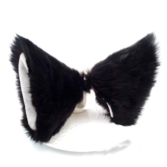 Sheicon Cat Ears Furry Neko Ears Headband Hair Clip Hairband Headwear Anime Cosplay For Halloween Cosplay Party Color Black white