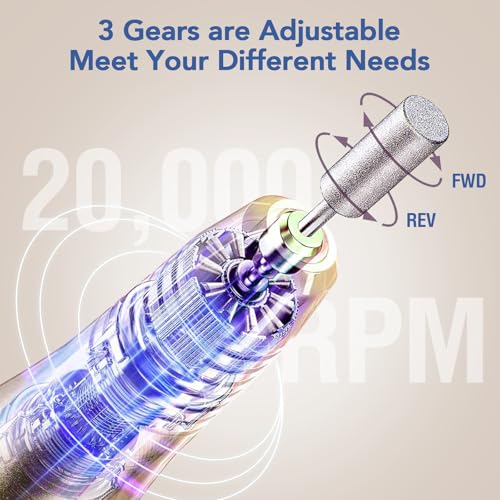 MFish Electric Nail Drill Kit - 12 Bits, Adjustable Speeds, Cordless