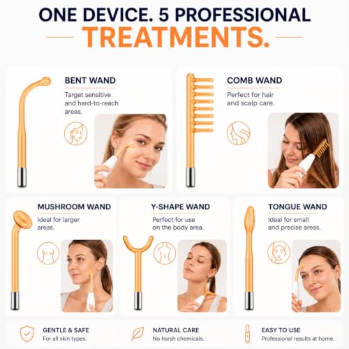 DermatiPrem High Frequency Wand - 5 Glass Electrodes