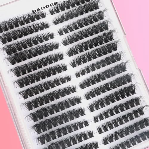 DAODER Fluff Lash Clusters Kit 80D Cat Eye Lash Extension Kit 8-16mm Wispy Eyelash Clusters Kit Volume Individual Lashes D Curl with Bond Seal Remover