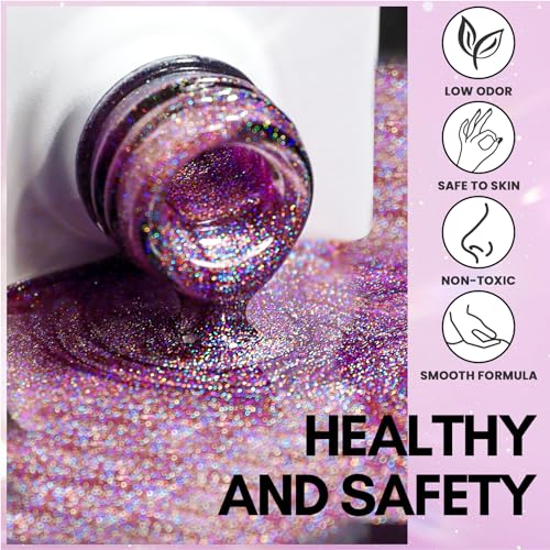 Makartt Cat Eye Gel Nail Polish Universal Rainbow Holographic Gel Polish Cupcake Dream Sparkly Glitter Unique Magnetic Effect Nail Gel for DIY Nail Art UV LED Soak Off Manicure 10ml