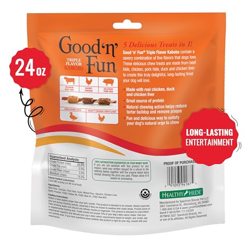 Good 'n' Fun Kabobs Dog Chews, Beef Hide & Chicken, 24 oz
