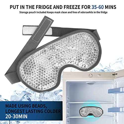 Cooling Eye Mask with Gel Bead, Reusable Cold Compress Ice Pack Sleeping Eye Cooling Pads for After Eyelid Surgery, Puffiness, Puffy Eyes, Headache, Migraine Relief(Grey)
